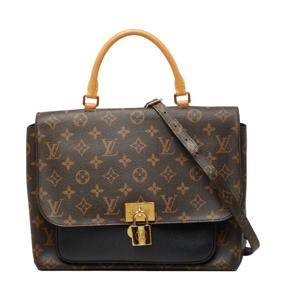 Louis Vuitton Monogram Marignan 2way Shoulder Bag Brown Leather
